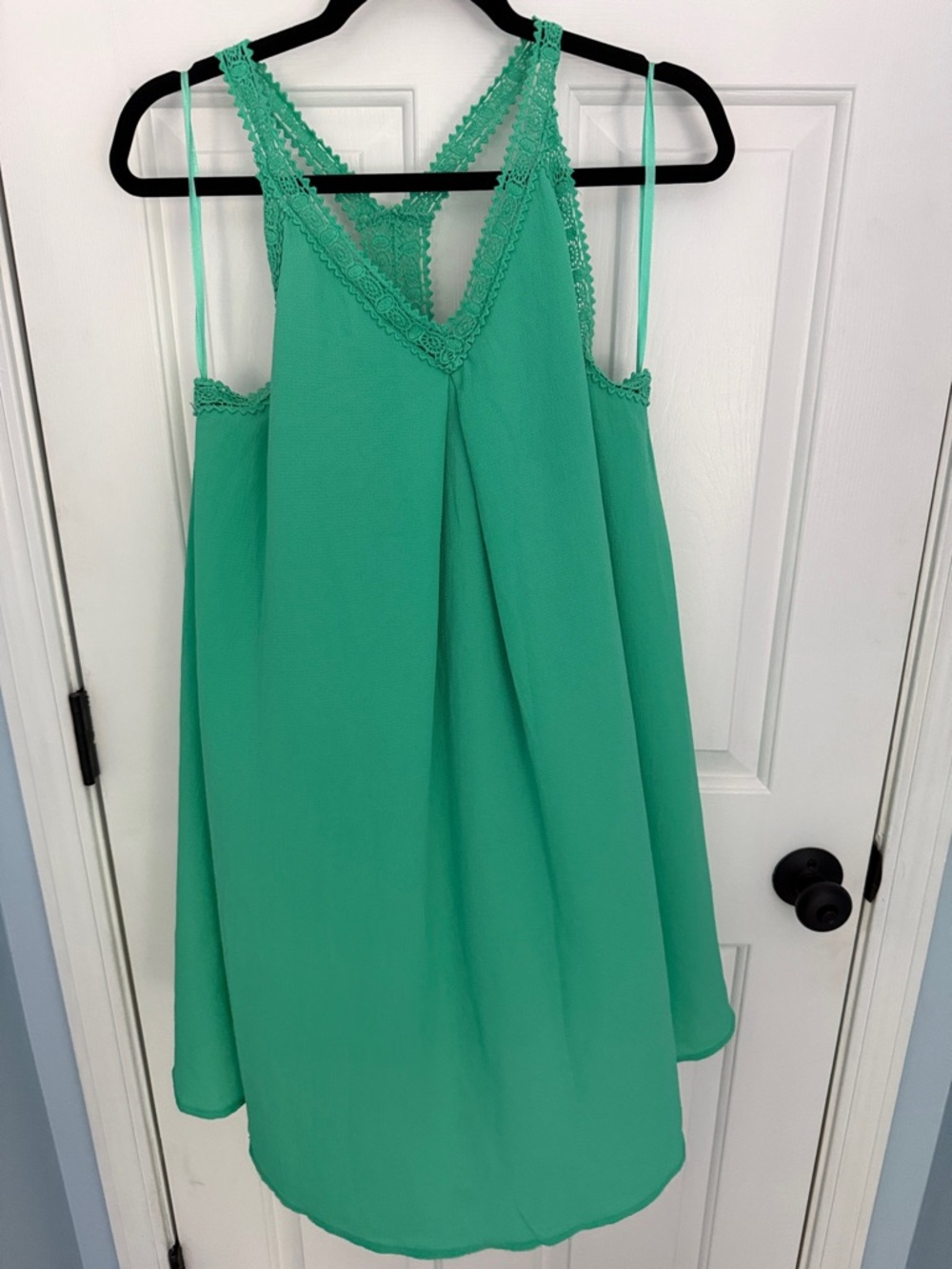 She + Sky Mint Green Crochet Trim Dress